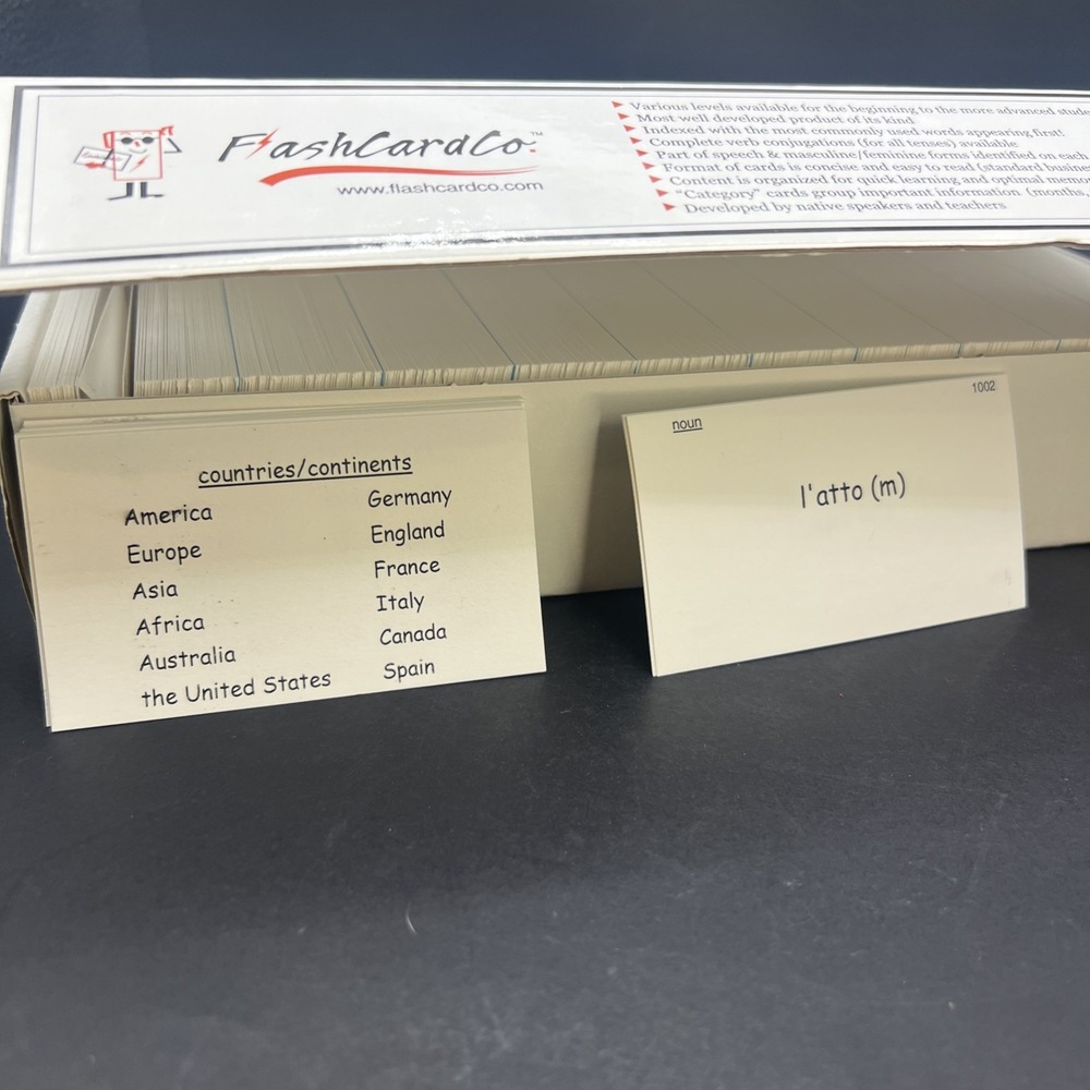 FLASHCARD CO Italian Vocabulary 3 & 4 Flash Cards Academic Study 1000 Card Set - Picture 7 of 9